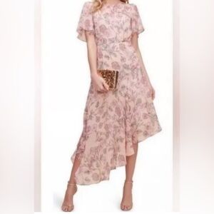 ASTR The Label, Floral Pink Asymmetrical Maxi Dress